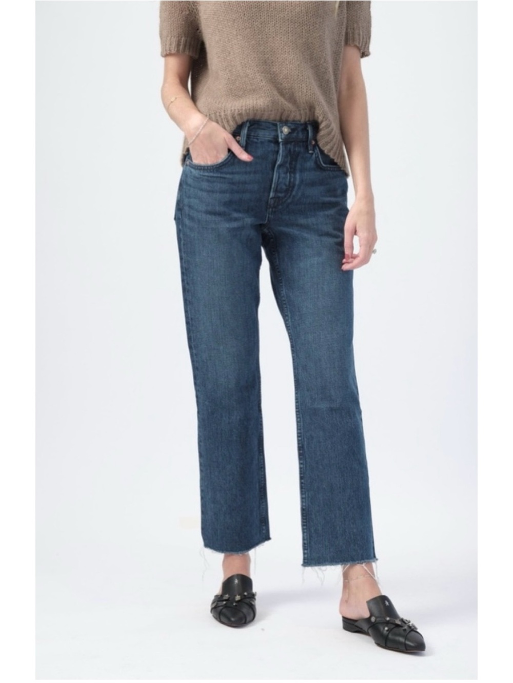 Grlfrnd | Tatum raw hem cropped jeans in always now wash
